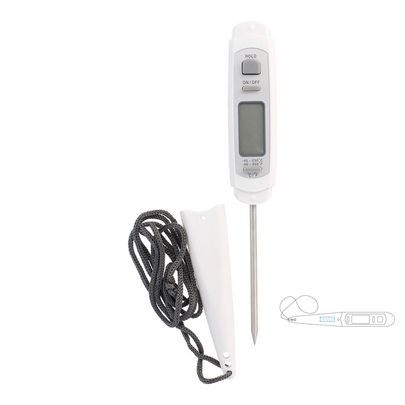 Digital Pocket Thermometer -40 to 230ºc White Plastic